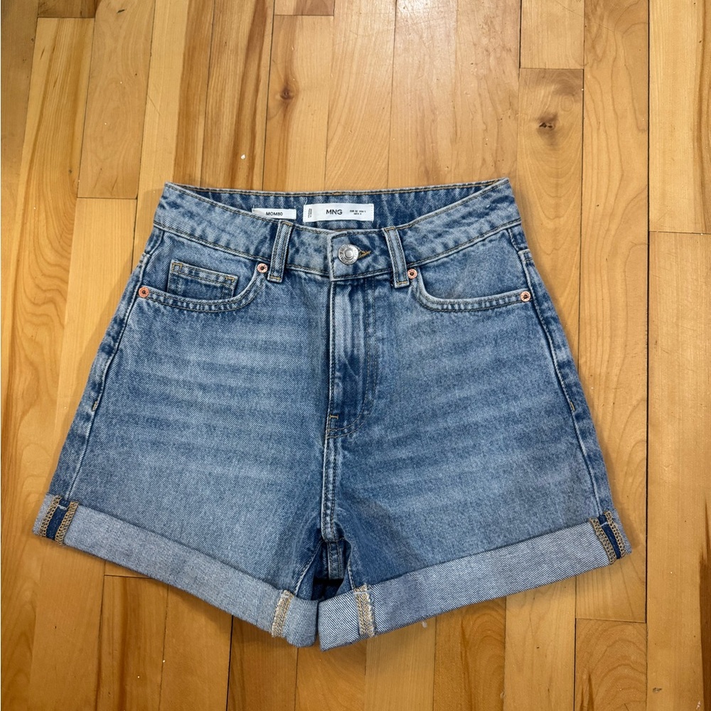 Mango Blue Jean Shorts High-Waisted Relaxed Fit